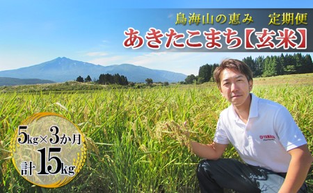 【新米先行予約 11月以降順次発送予定】あきたこまち（玄米）《定期便 3カ月》5kg×3ヶ月 鳥海山の恵み 農家直送！ 【令和8年度産 玄米 秋田 にかほ】