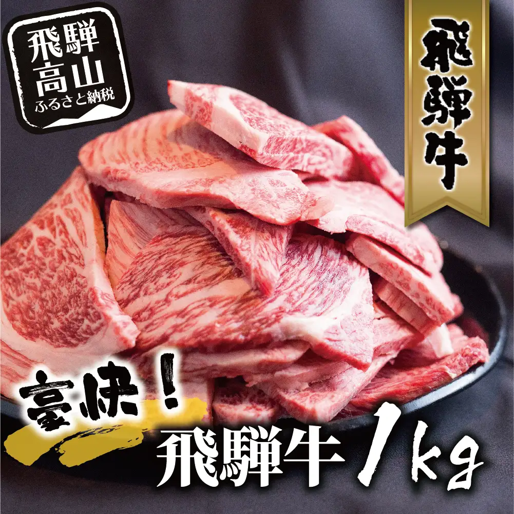 飛騨牛 訳あり 焼肉1kg 切りおとし | 牛肉 訳あり 丸明 LR008-CP01