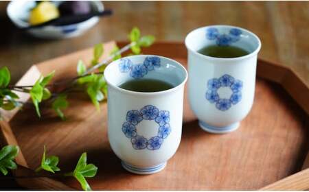 しん窯 青花 染錦梅文反り組湯呑 有田焼 湯呑み ゆのみ カップ 2個 セット ギフト 贈答 35000円 3.5万円 A35-538