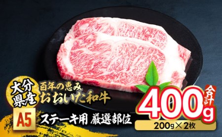 百年の恵み おおいた和牛 A5 ステーキ用 厳選部位 (計400g・200g×2枚) 国産 牛肉 肉 霜降り ロース 肩ロース サーロイン 和牛 ブランド牛 ステーキ 冷凍 大分県 佐伯市 【FS07】【 (株)トキハインダストリー】