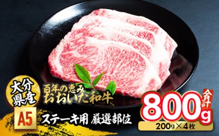百年の恵み おおいた和牛 A5 ステーキ用 厳選部位 (計800g・200g×4枚) 国産 牛肉 肉 霜降り ロース 肩ロース サーロイン 和牛 ブランド牛 ステーキ 冷凍 大分県 佐伯市 【FS08】【 (株)トキハインダストリー】