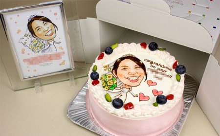 似顔絵ケーキ5号サイズ（人物1人）引換券 チケット 