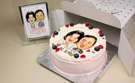 似顔絵ケーキ6号サイズ（人物2人）引換券 チケット 