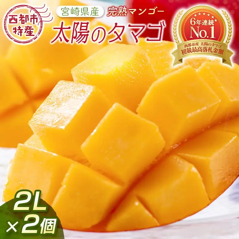 【先行予約】最高級ブランド『太陽のタマゴ』2L×2個【糖度15度以上】宮崎県西都市産完熟マンゴー ＜18-6a＞2026年発送