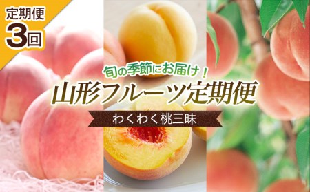 【定期便3回】旬の時期にお届け！わくわく桃三昧定期便 【令和8年産先行予約】FU22-744 くだもの 果物 フルーツ 山形 山形県 山形市 2026年産