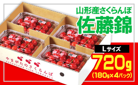 ★山形産 さくらんぼ 佐藤錦★L 720g (180g×4P)【令和8年産先行予約】 FS25-554