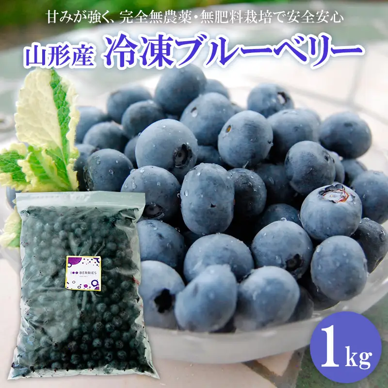 山形市産 冷凍ブルーベリー 1kg  FZ18-202