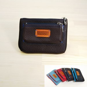 「三嶋柄入り」ハンドメイド牛革財布（箱入り）＜こげ茶＞ 小さい 財布 やわらかい 牛革 を使用 ミニ財布 コンパクト財布 かわいい おしゃれ レディース メンズ シンプル 贈り物 ギフト プレゼント