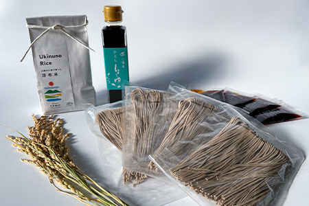 さんべ十割半生蕎麦（かえししょうゆ付き）とうきぬの米のセット 【なまそば 100g×4 つゆ 40ml×4 かえししょうゆ 150ml コシヒカリ 2合 島根県産 大田市産 詰め合わせ セット】