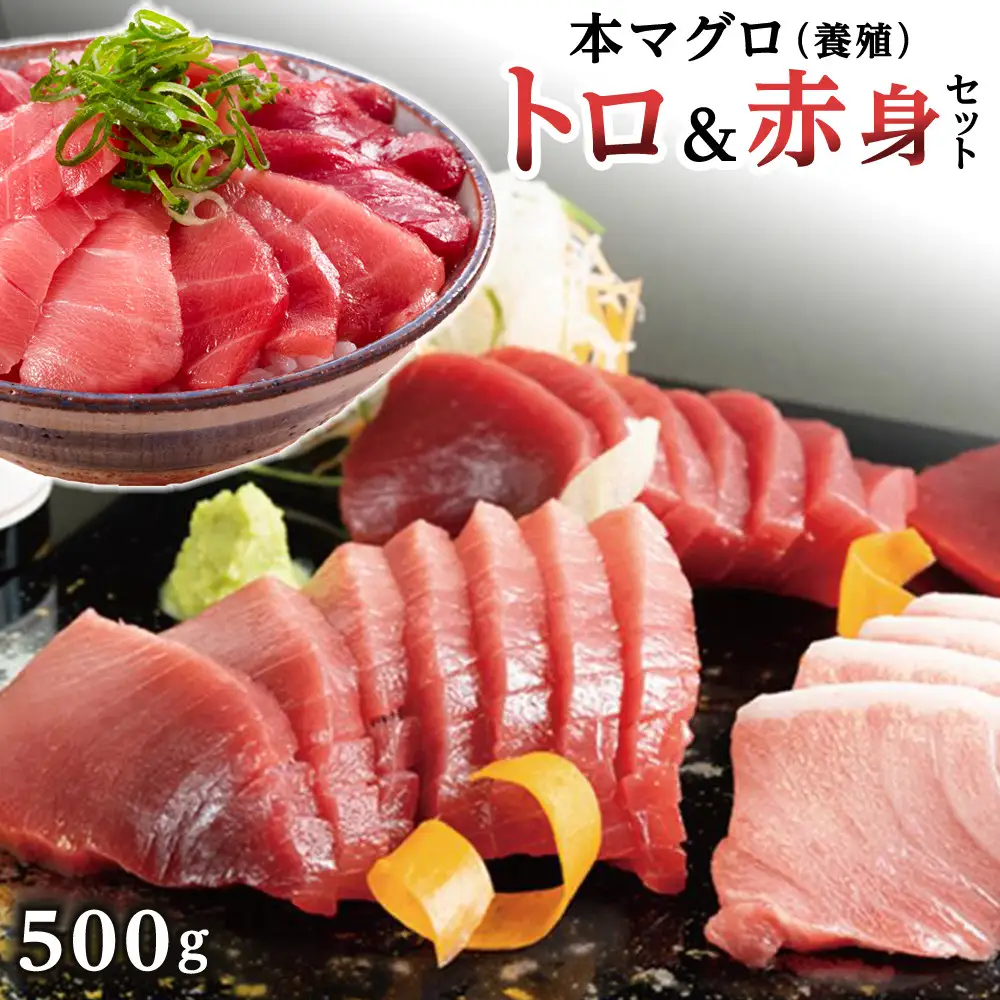 本マグロ（養殖）トロ 赤身 セット 500g まぐろ マグロ［KS12］　