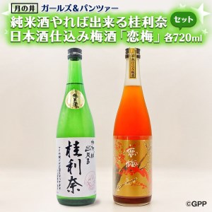 純米酒 やれば出来る桂利奈 720ml 日本酒 仕込み 梅酒 恋梅 720ml ガルパン コラボ 2本 セット 国産梅 月の井 大洗 地酒 茨城_AW046