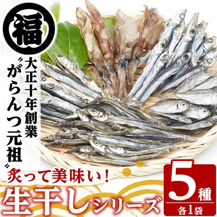 鹿児島県阿久根市産！生干しシリーズ(5種)国産 生干し おつまみ おかず 魚介 魚貝 海産物 干物 ひもの【マルフク川畑水産】akn029-03