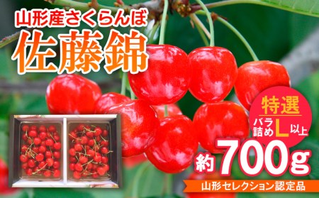 さくらんぼ 佐藤錦 特選バラ詰め L以上 約700g山形セレクション認定品 【令和8年産先行予約】FS25-717 くだもの 果物 フルーツ 山形 山形県 山形市 2026年産