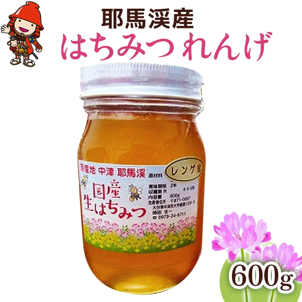 中津・耶馬渓のはちみつ れんげ 600g × 1瓶 時田養蜂場 | 国産 蜂蜜 はちみつ ハチミツ レンゲ 蓮華 瓶 大分県産 九州産 大分県 中津市