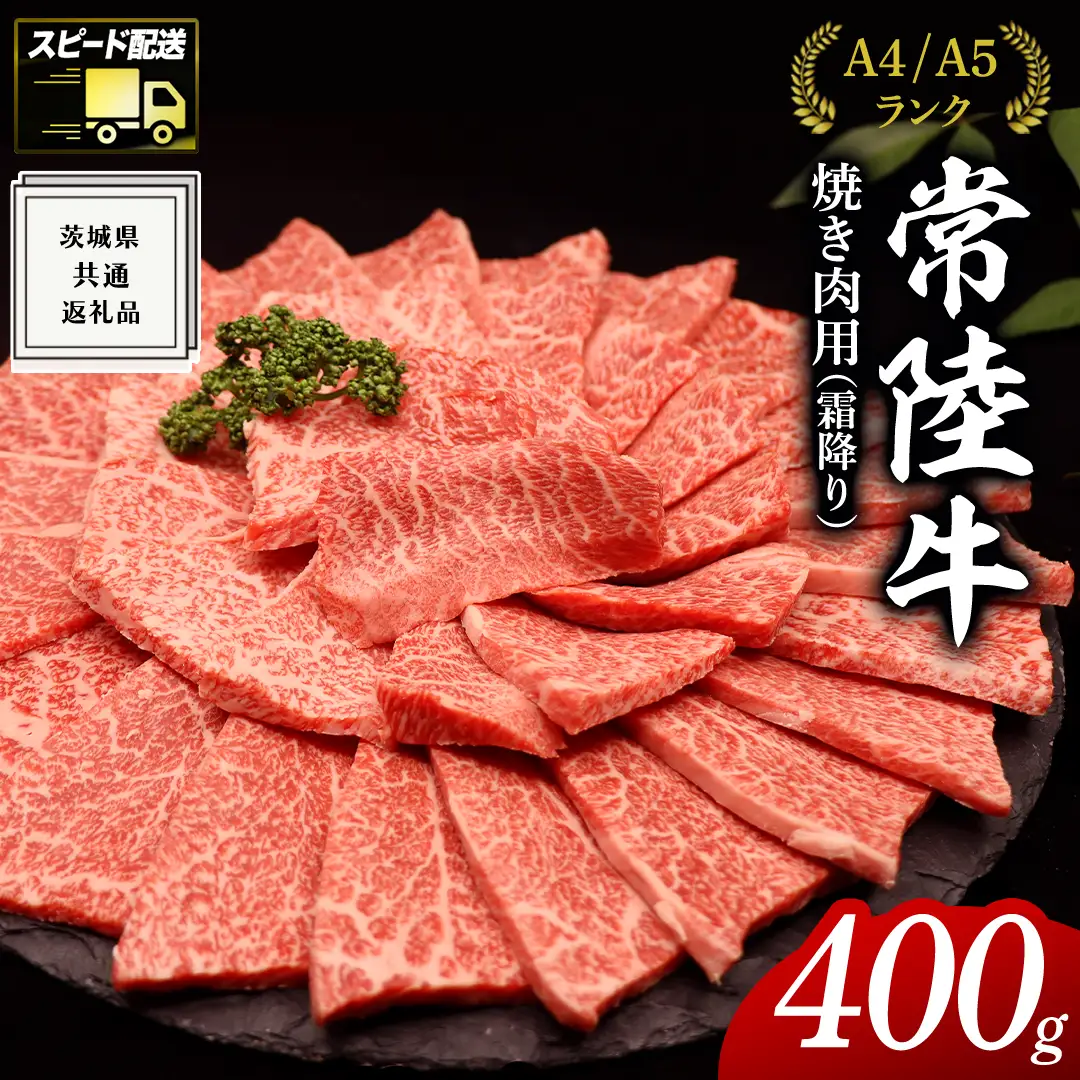【最短5営業日!スピード発送】 【常陸牛】焼肉用 (霜降) 400g   ( 茨城県共通返礼品 )