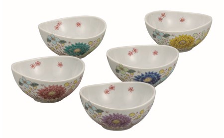 九谷焼　3.5号小鉢揃・花はな（5個セット） a01 民芸品 工芸品 焼き物 食器 