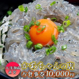 漁協直営 かあちゃんの店 10,000円 お食事券 ご優待券 地魚 シラス 生シラス丼 漁師料理 旬の魚_BQ003