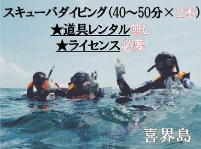喜界島で スキューバダイビング（40～50分×２本）★道具レンタル無し★ライセンス必要★