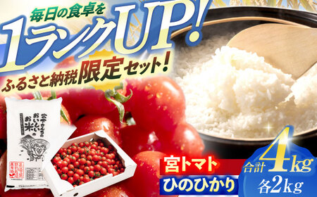 「宮トマト」2kg・特別栽培米「ひのひかり」2kg / トマト とまと ミニトマト プチトマト 野菜 やさい 米 コメ こめ おこめ お米 白米 ひのひかり ヒノヒカリ   / 諫早市 / 株式会社宮下農園[AHCG014]