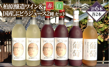 ワイン 柏原醸造ワイン 赤 白 甘口 ぶどうジュース 合計 6本 セット お楽しみ 詰め合わせ 酒 お酒 赤ワイン 白ワイン 国産 アルコール 
