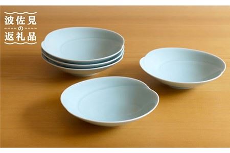 【陶器市特集】【白山陶器】【グッドデザイン賞受賞】ともえ浅鉢（中）青白釉 5枚セット 食器 皿 【波佐見焼】[TA105] 波佐見焼