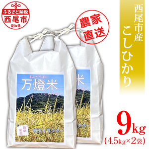 ＜万燈米＞【こしひかり 4.5kg×2袋 】・I027-20