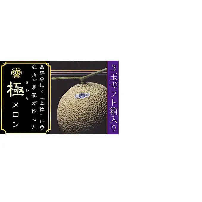 数量限定！『クラウンメロン 山等級 ”極みメロン” 3玉』 ギフト箱入 人気 厳選 ギフト 贈り物 デザート グルメ 果物 袋井市 果物類 メロン青肉 フルーツ 