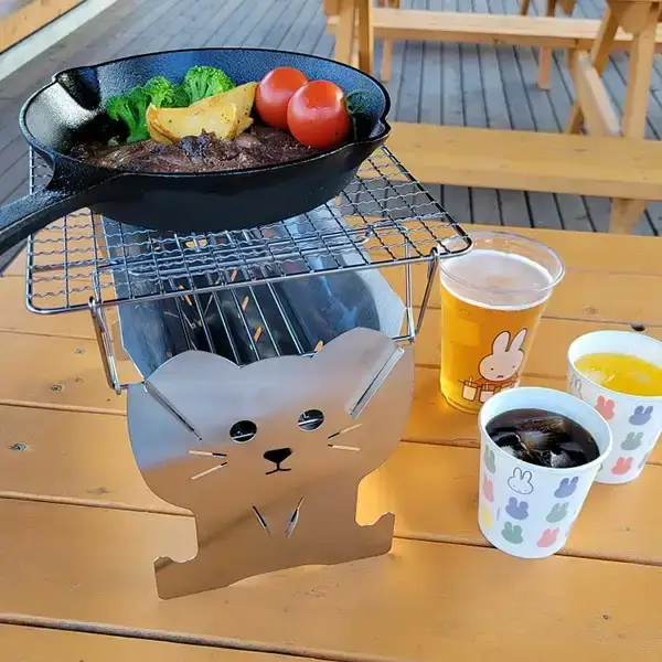 猫型ミニコンロ キャンプ 焚き火 アウトドア
