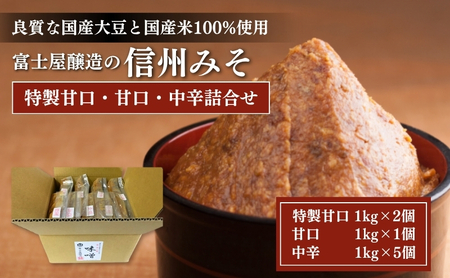 富士屋醸造　信州みそ各種詰合せ　8kg　長野 小諸 味噌 こだわり 食材 お取り寄せ 食べ比べ 調味料 油／味噌 ミソ 