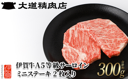 【伊賀牛】 A5サーロイン ミニステーキ 計約300g（2枚入り）【dido0015】