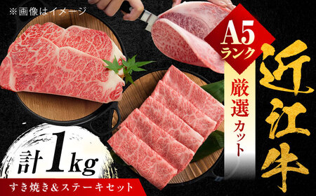 近江牛 A5ランク ロースすき焼き用 600g ・サーロインステーキ200g×2枚 計1kg 元三フード株式会社[BIBH001]