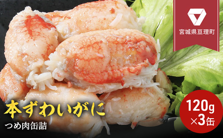 缶詰 かに 本ずわいがに つめ肉 120g × 3缶 セット