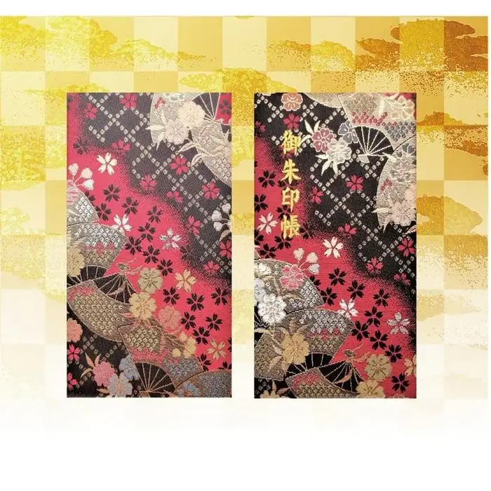 【早和製本】京都西陣織 御朱印帳 赤黒扇面桜 SOWALABO