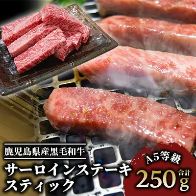 A5等級鹿児島県産黒毛和牛サーロインステーキスティック250g カミチク IB112-012 牛肉 牛肉