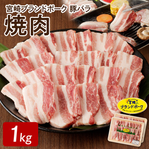 【宮崎ブランドポーク】豚バラ焼肉1kg N061-YA4417