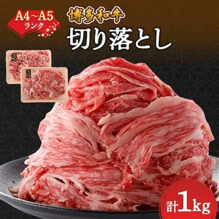 【A4～A5】博多和牛切り落とし 1kg (500g×2パック)_肉 牛肉 和牛 切り落し 切り落とし 黒/毛和牛 博多和牛 1kg ブランド牛 国産牛 国産 不揃い 冷凍 A4 A5 500g 柔らかい_【配送不可地域：離島】【1271289】