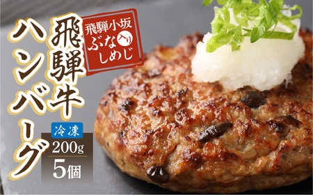 飛騨小坂ぶなしめじ入り  飛騨牛ハンバーグ（200g×5個）【72-1】