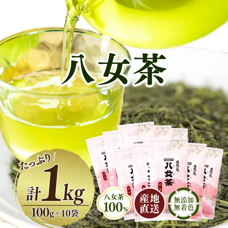 八女茶100％ 家庭用業務用煎茶 100g×10袋 お手頃品！＜岩崎園製茶＞ 八女茶 煎茶 産地直送 無添加 無着色 たっぷり お手頃 家庭用 業務用 大容量 福岡県 八女市 075-010