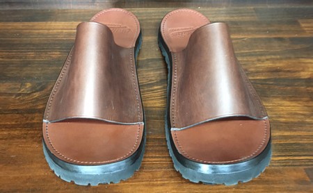 レザーサンダル（ブラウン）サイズ9（27～27.5cm）【キャッスルファイブレザーアート】 ファッション 靴 シューズ 牛革 