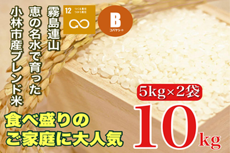 【生活応援米】湧水で育った小林市産ブレンド米 10kg（5kg×2袋 お米 米 ブレンド米 白米 精米 家庭用）