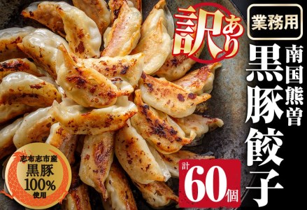 【訳あり・業務用】鹿児島県志布志産黒豚100％使用!南国熊曽黒豚餃子(60個) a1-060