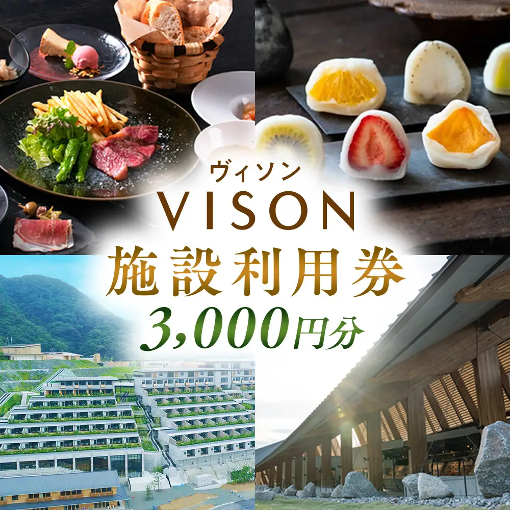 VT-01　日本最大級の 商業 リゾート 施設　VISON [ ヴィソン ] ギフト 券 （3,000円分）| 多気町 補助券 ホテル