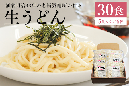 創業明治３３年の老舗製麺所が作る「生うどん」30食（5食入り×６袋） 【0064-002】添加物ひかえめ 小麦 麺 可児めん うどん 岐阜県 可児市