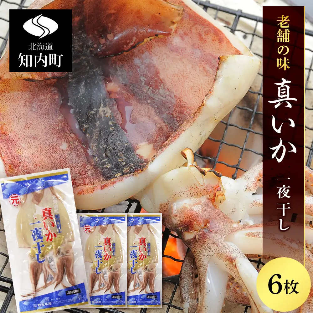 イカ 一夜干し 老舗の味 真いかの一夜干し ２枚入×３パック ＜秋元水産＞