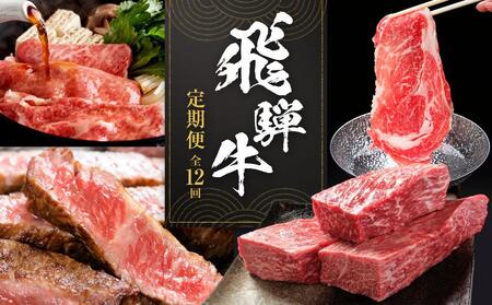 【飛騨牛 定期便】＜全12回＞ 毎月届く 計6.85kg | 肉 牛肉 大満足 お楽しみ ステーキ しゃぶしゃぶ 食べ比べ 焼き肉 すき焼 サーロイン サイコロ ランプ 赤身 黒毛和牛 岐阜 高山 人気 おすすめ 飛騨高山 ZZ010