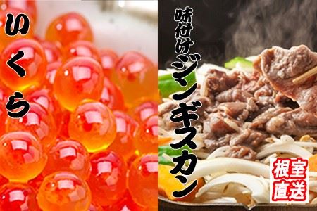 いくら醤油漬け100g×2P、味付けジンギスカン800g×1Pセット B-36034