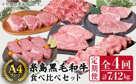 【定期便】 A4 ランク 福岡県産 糸島 黒毛和牛 を 毎月 1回 合計４回 で お届け 糸島市/糸島ミートデリ工房 [ACA073]