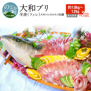 【大和ﾌﾞﾘ】半身(ﾌｨﾚ)約1kg×2枚(ｽｷﾝﾚｽﾛｲﾝ仕様あら付き) N072-YD0191_1