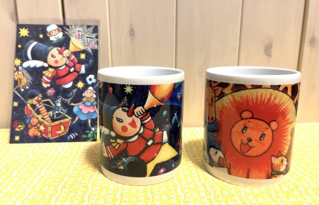 B242　マグカップセット【徳 治昭 童画 雑貨 食器 コップ ポストカード キャラクター 大阪 八尾市】