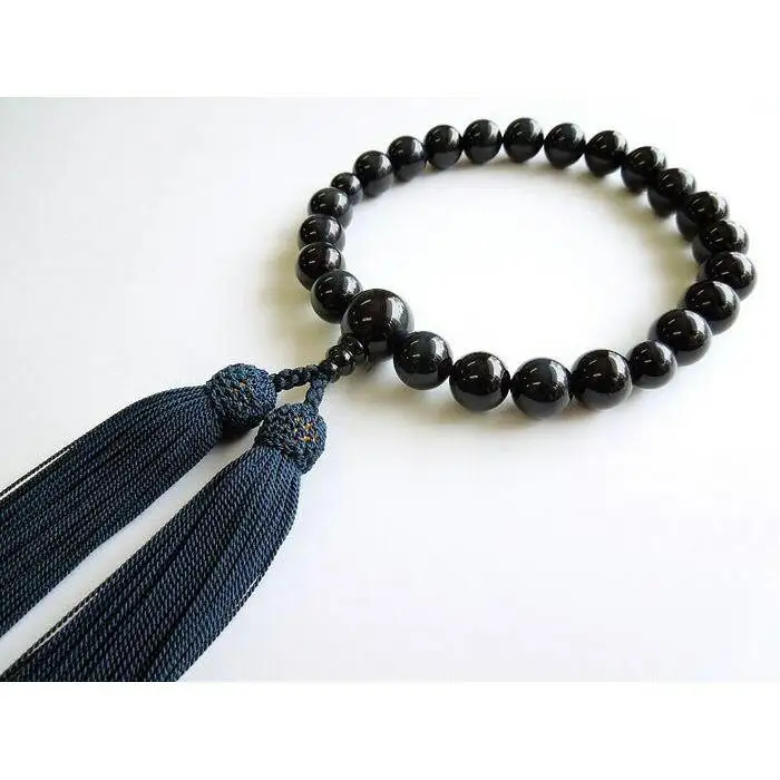【京都 安田念珠店】 紺虎目石 男性用 片手念珠（数珠）  正絹鉄紺房